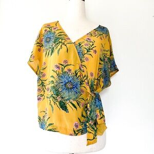 MADEWELL Floral Silk Wrap Top